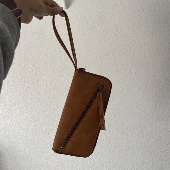 Free People Distressed Vegan Leather Wallet Brown - Picture 2 of 5